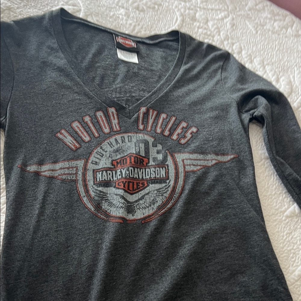 Harley-Davidson Charcoal V-Neck Long Sleeve Tee